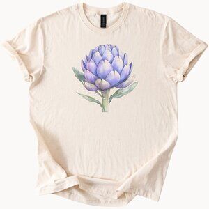 Purple Artichoke Tee Floral Botanical Shirt Garden Gift Clothing